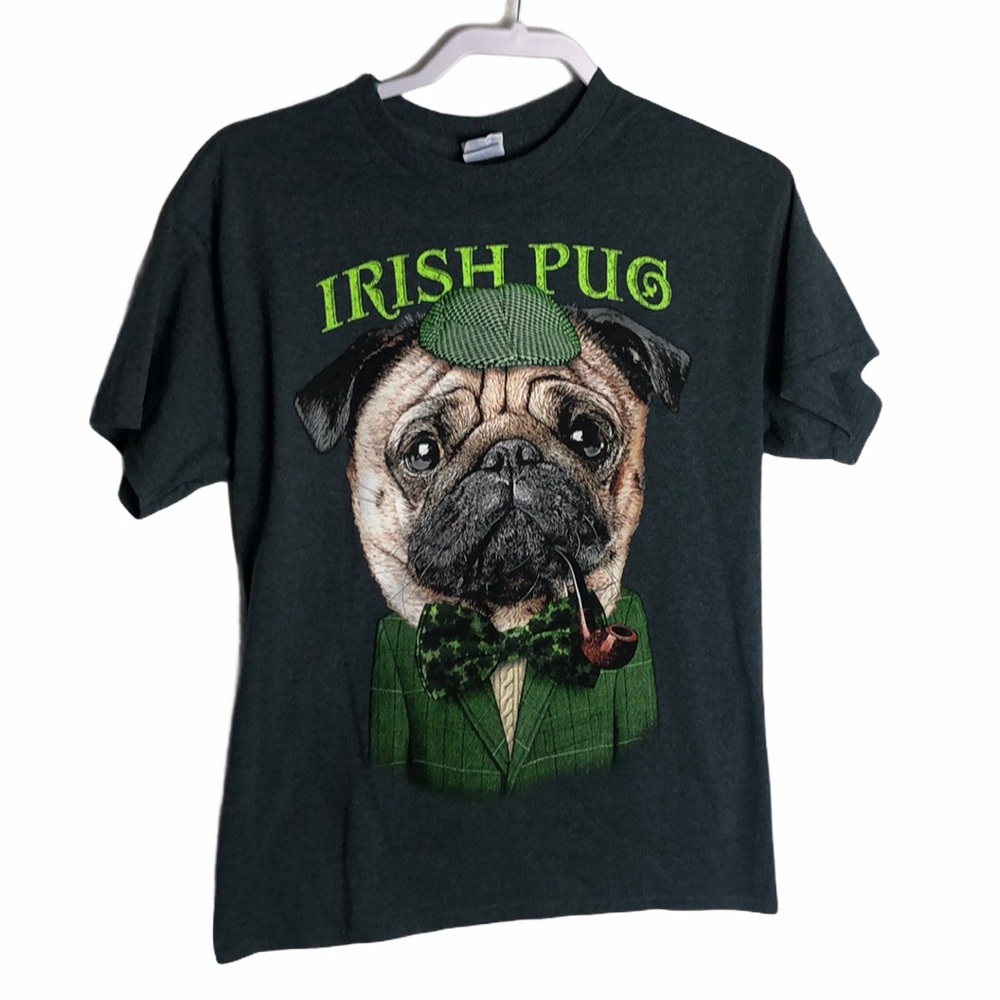 Irish Pug Short Sleeve Shirt Size M